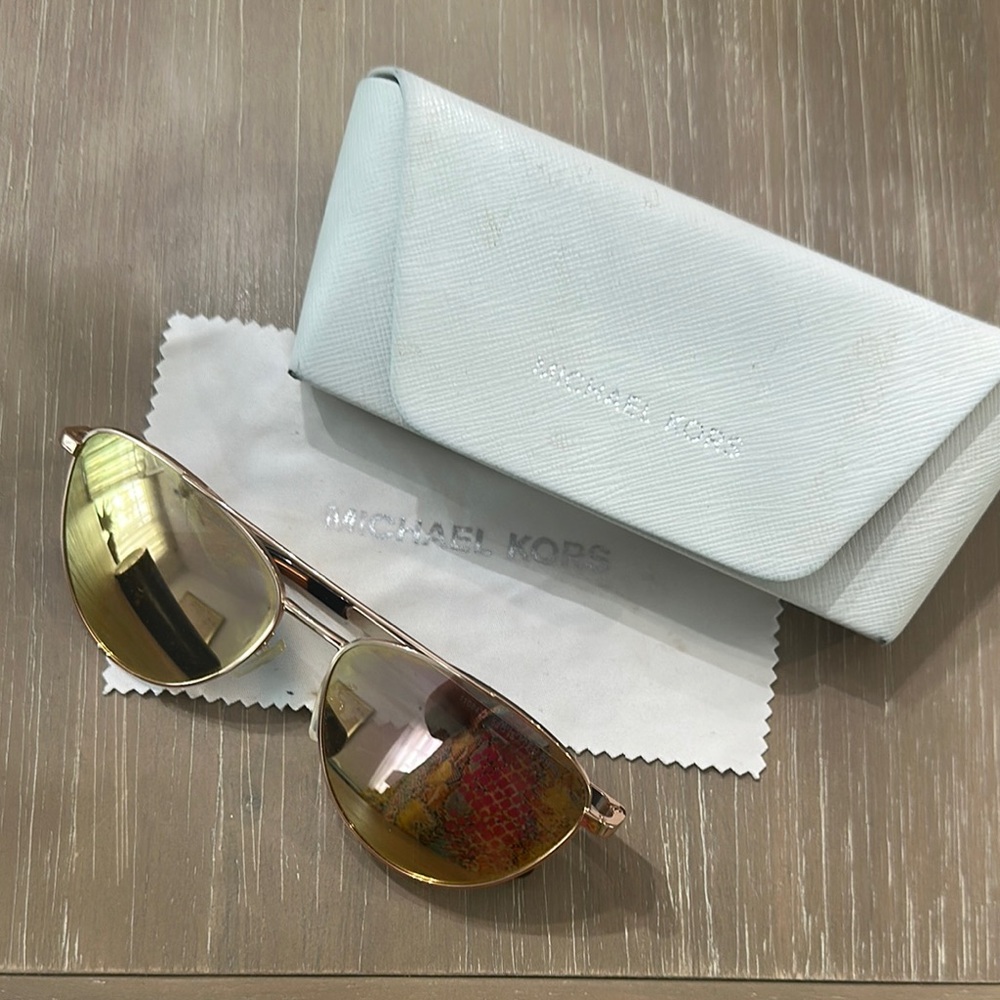 Michael Kors Gold-Tinted Aviator Sunglasses